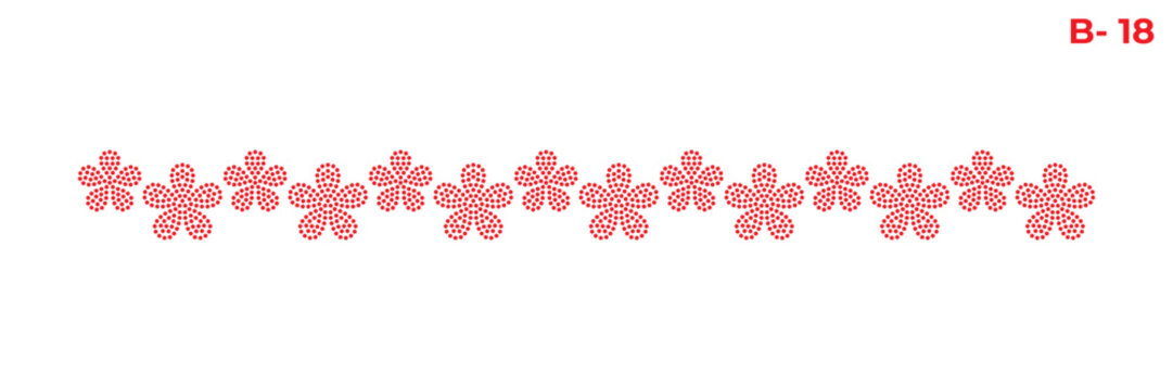 Rhinestone hotfix seamless pattern of five-petal flower chain lace border design for laser cutting, 2.2 mm hole size 6 ss.