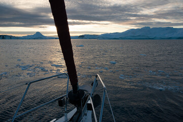 sailboat at sunset at Greenland