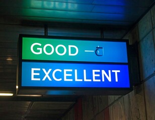 Customer Satisfaction Signage in Modern Office Building.
