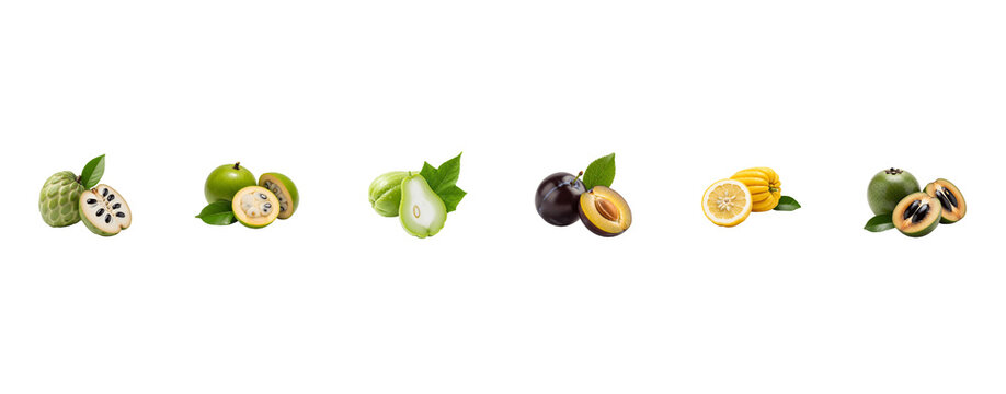 Exotic Fruits Selection Cut Out on White