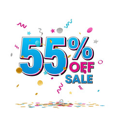 Fototapeta premium 55 Percent OFF SALE 3D Render Promotion Confetti Celebration