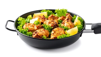 Delicious Chicken Dish in Black Pan.