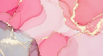 Obraz premium Abstract Pink and Gold Fluid Art Background with Delicate Veins.