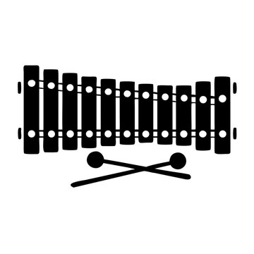 xylophone colorful mallets hitting notes icon silhouette illustration for music and education design