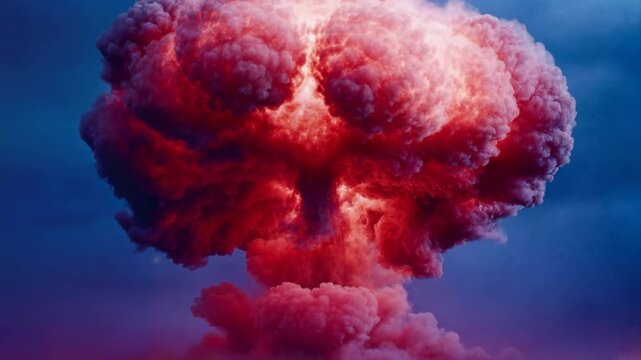 Surreal colorful explosion cloud resembling abstract mushroom form representing power creativity transformation imagination and dramatic conceptual energy