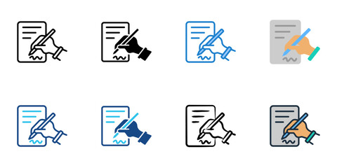 Document Signing icons set multiple style collection. Editable stroke 
