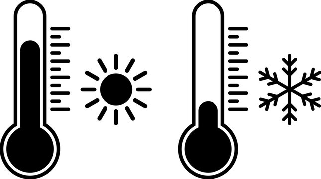 Weather icons with temperature and seasonal elements
