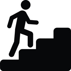 Walking up staircase or stairs sign flat vector icon for apps and print motivation, stickman in stair   © Sheikh