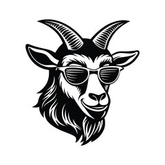 Goat head silhouette vector illustration