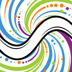 Colorful Swirling Shapes and Dots Design.
