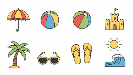 Summer Beach Vacation Icons Collection.