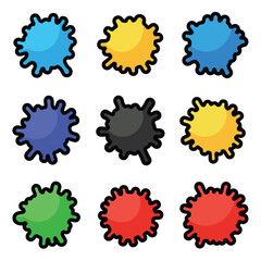 Colorful Virus Icons Set Illustration Design.