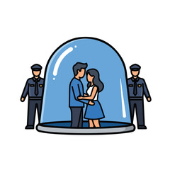 Couple Protected by Police Officers in Dome.