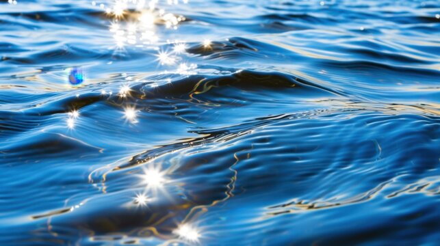 Glimmering Surface of Water Reflecting Sunlight in a Calm Setting with Gentle Waves and Sparkling Highlights