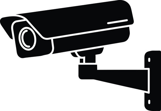 Black silhouette of a security camera on a , flat vector design isolated on white background.
Security Camera Icon Vector &ndash; CCTV Surveillance Silhouette