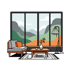 Cozy Living Room Interior with Furniture.