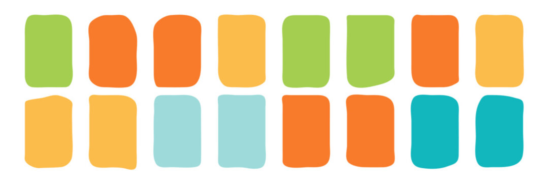 set of colorful asymmetric rectangle form. Organic notes for text, abstract dialog shapes. Vector