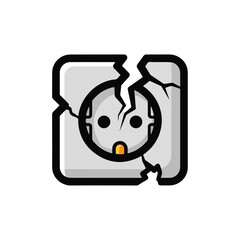 Cracked Camera Lens with Sad Face.