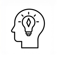 Creative lightbulb idea concept in minimalist black and white line art illustration