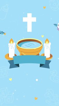 Holy Baptism Ceremony with Cross and Doves Baptism Motion Background video