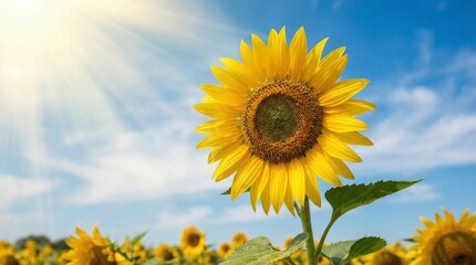 Single sunflower standing tall in the VAST FIELD