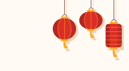Red Chinese Lanterns Hanging Background