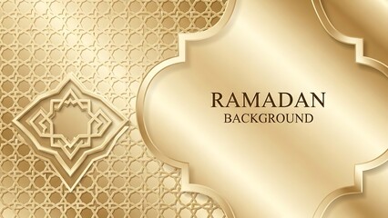 Elegant Ramadan Background with Islamic Geometric Patterns and Golden Hues.