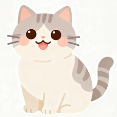 Adorable cartoon cat with happy expression and big eyes
