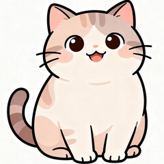 Adorable cartoon cat with happy expression and big eyes