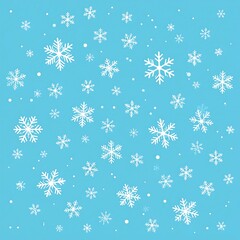 A light blue background with numerous white snowflakes and small dots