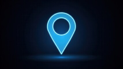 A vibrant glowing blue digital location pin marker symbolizing precise geographic targeting and