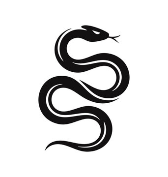 Minimal snake logo icon vector isolated on white background, powerful reptile emblem for business, technology, and design projects