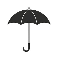 Simple black umbrella with white trim illustration on transparent background