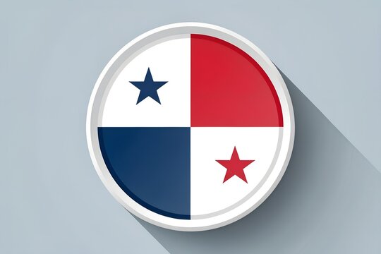 Circular icon design featuring the bold national flag of panama a symbol of sovereignty and central american identity rendered in a modern flat style graphic