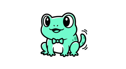 Obraz premium Cartoon frog illustration on white background
