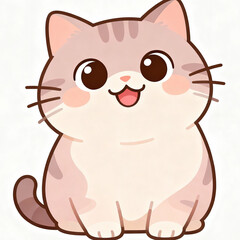 Adorable cartoon cat with happy expression and big eyes