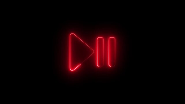 Neon video skip symbol with glow effect. Neon fast forward Icon. Previous Button Animation Loop. 4k video loop.