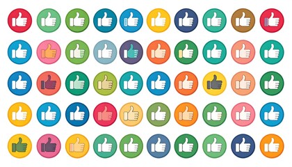Colorful Thumbs Up Icons - A Positive and Diverse Collection.