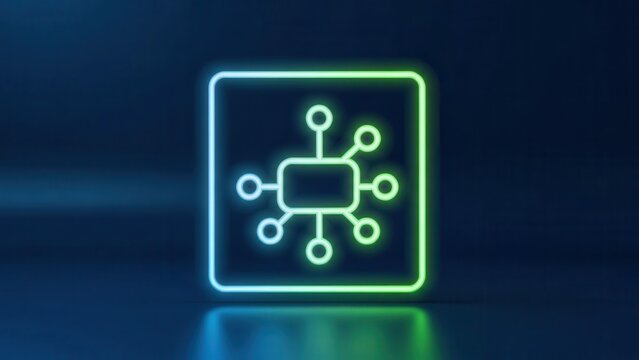 Dynamic Neon Network Diagram Icon Representing Digital Connectivity and Distributed Systems Modern
