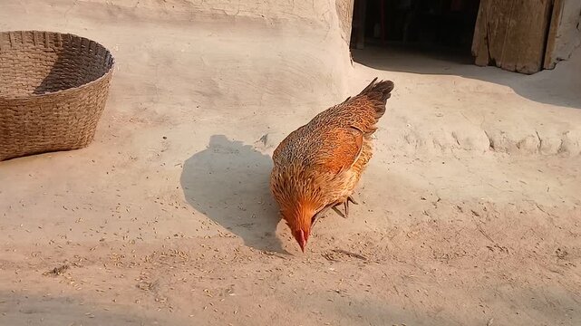 Desi hen farming in a villege house. 