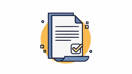 Document with a Checkmark and Abstract Shapes.