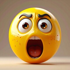 Round, yellow 3D emoji with wide eyes and open mouth expressing fear. A shocked, surprised expression