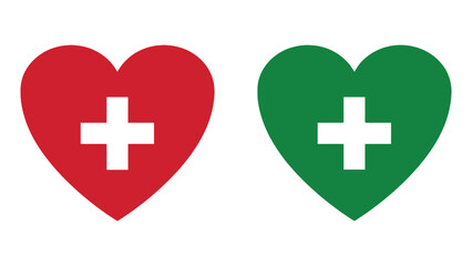 Obraz premium A medical symbol with a heart and cross on a white background