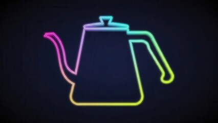 Obraz premium Vibrant neon illuminated gooseneck kettle abstract glow modern design kitchenware