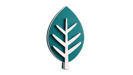 Teal and white leaf shape icon