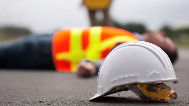 Construction Worker Lying Unconscious on Ground