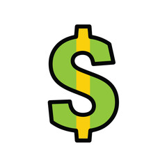 Green Dollar Sign Icon Symbol.