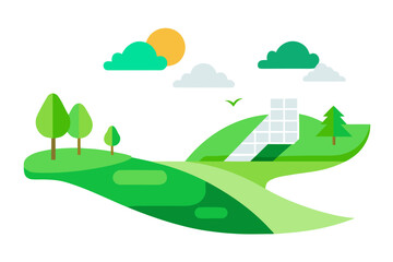 Fototapeta premium Low Carbon Eco Landscape Vector Illustration
