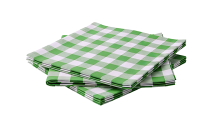 Stack of Green and White Gingham Napkins