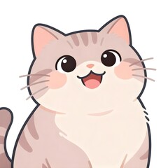 Adorable cartoon cat with happy expression and big eyes
